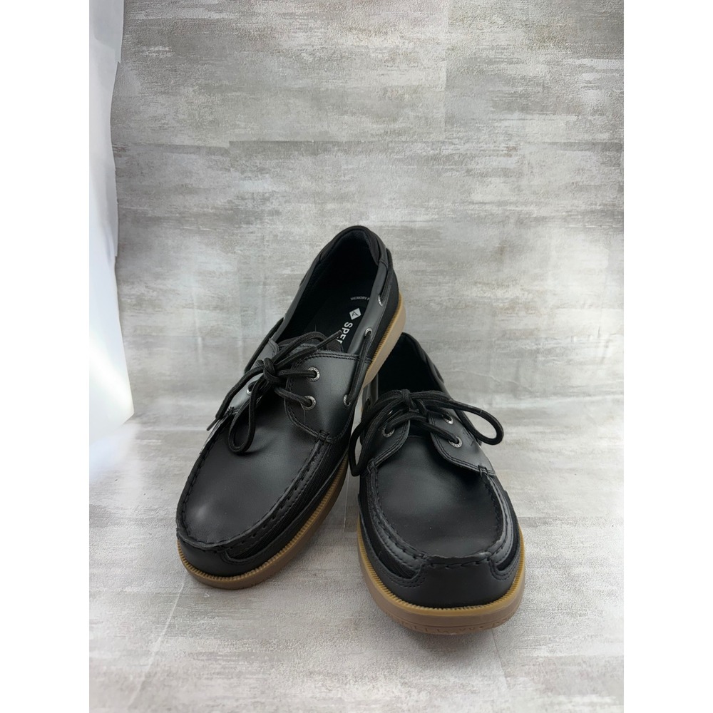 Sperry Top-Sider Surveyor 2-Eye Black Leather Boat Shoes Men Sz 11.5 109143